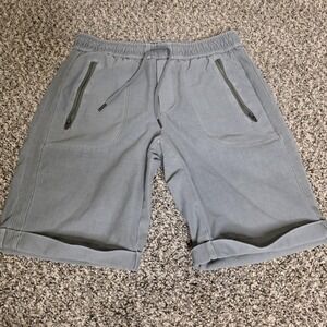 Athleta Shorts Womens 0 Medium Gray Green Bermuda Relaxed Zip Pockets Drawstring